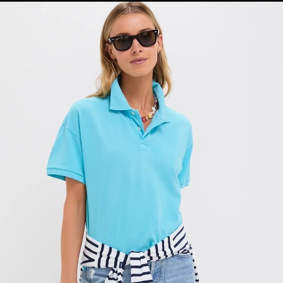 Tuckernuck Aqua Pique Holmes Boyfriend Polo NWT - Picture 1 of 4